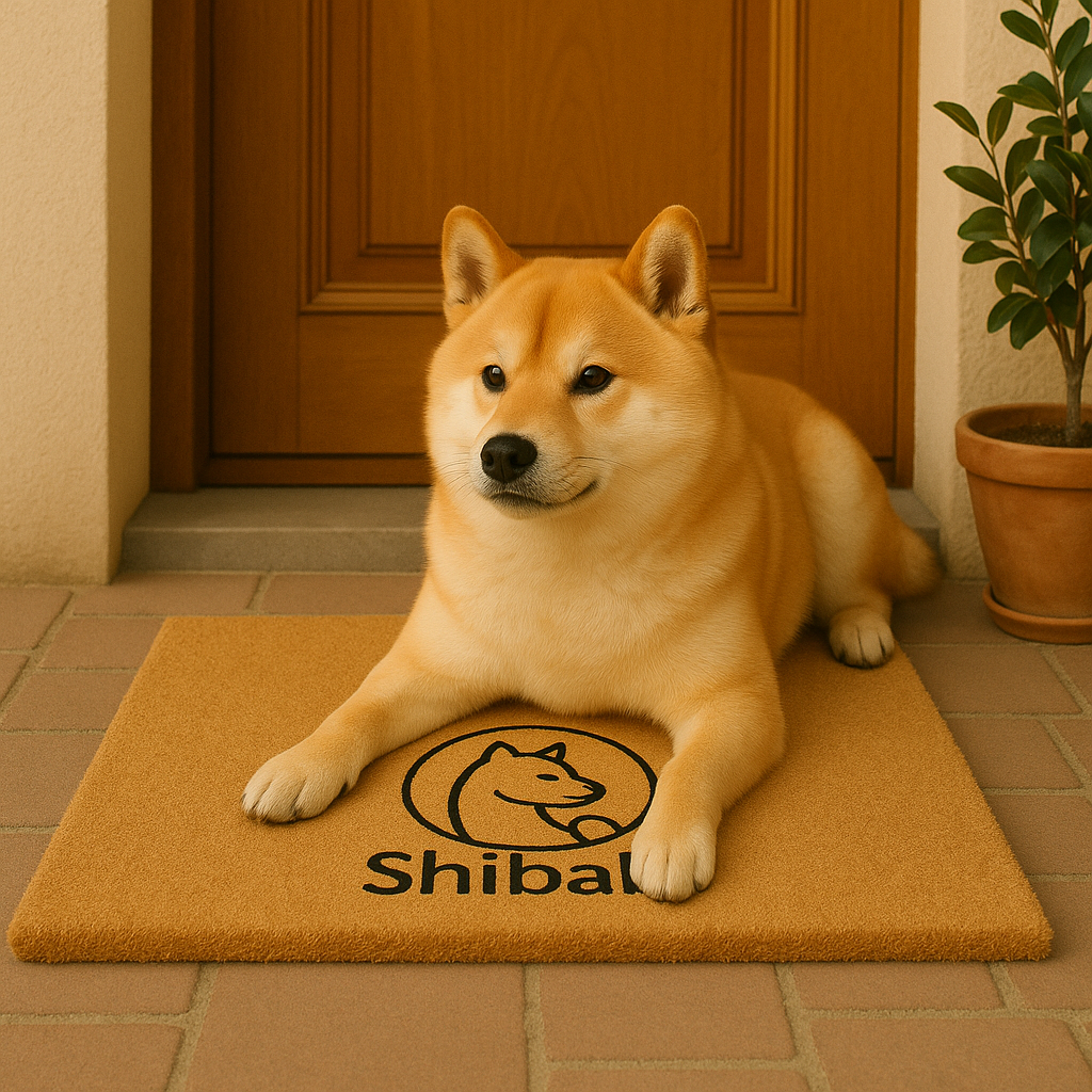Shiba Inu Resting by Wooden Door